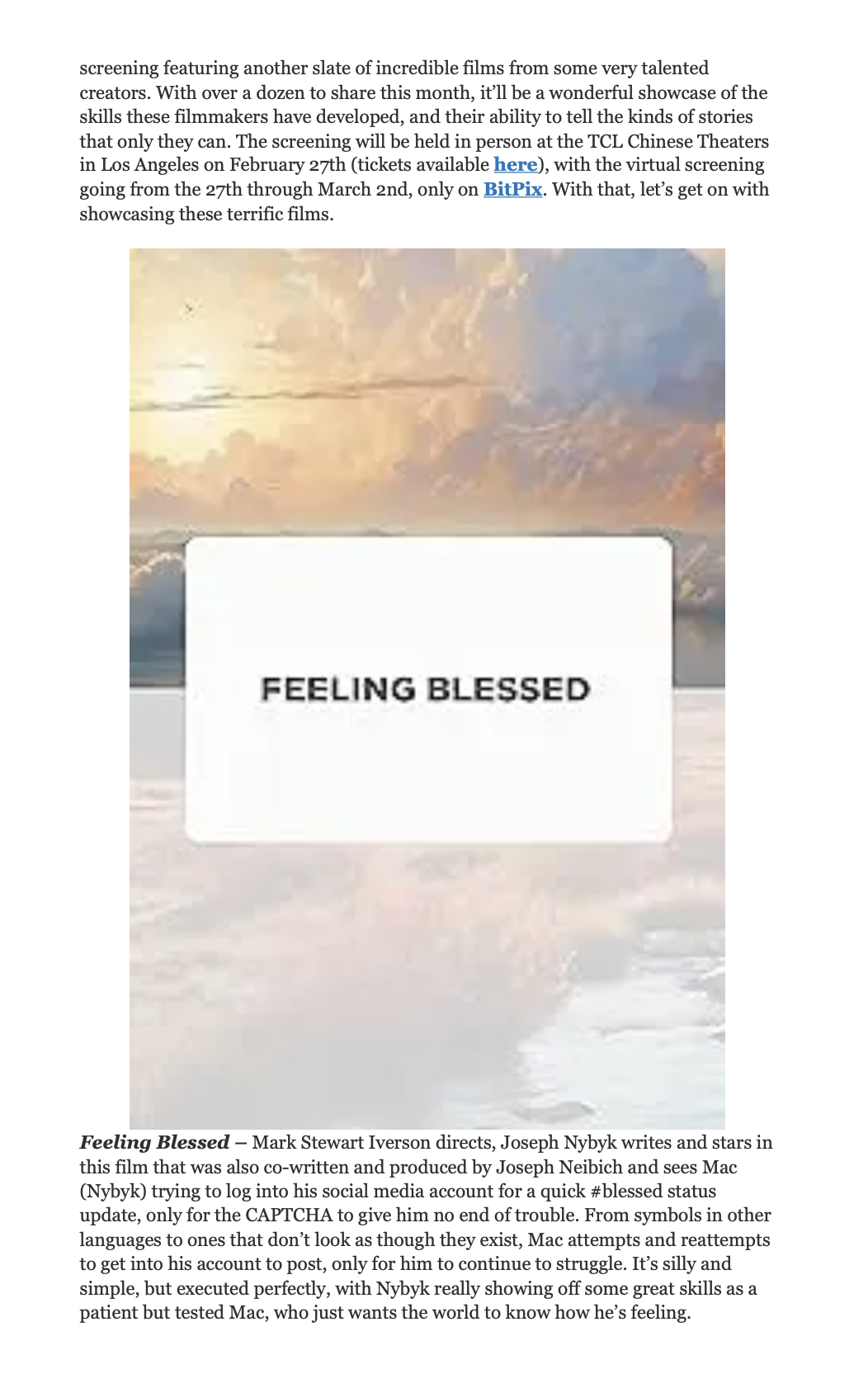 Joseph Neibich BitPix HollyShorts