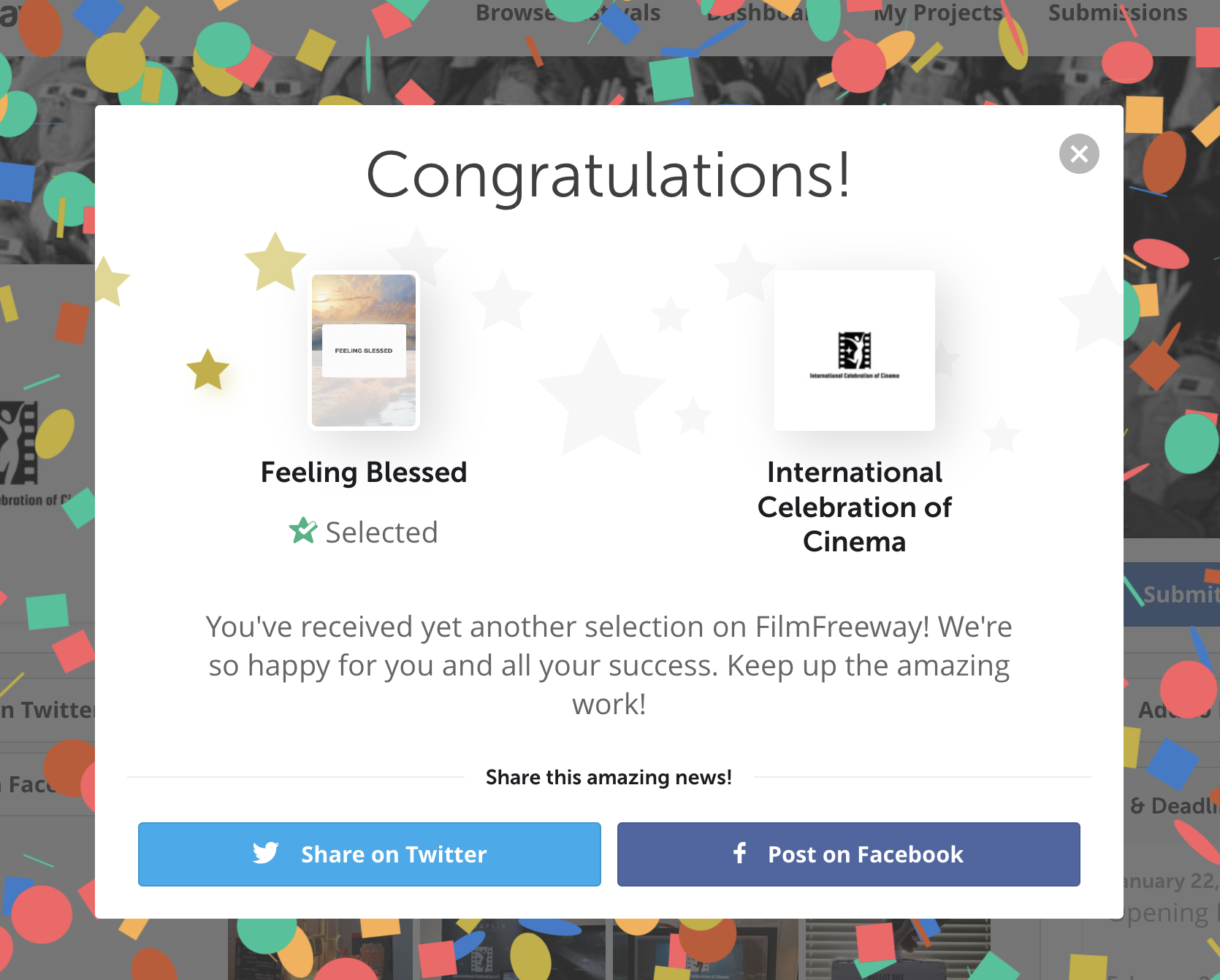 Four More Film Festivals w Joseph Neibich Nybyk in Amsterdam, United Kingdom, Orlando, and Standish